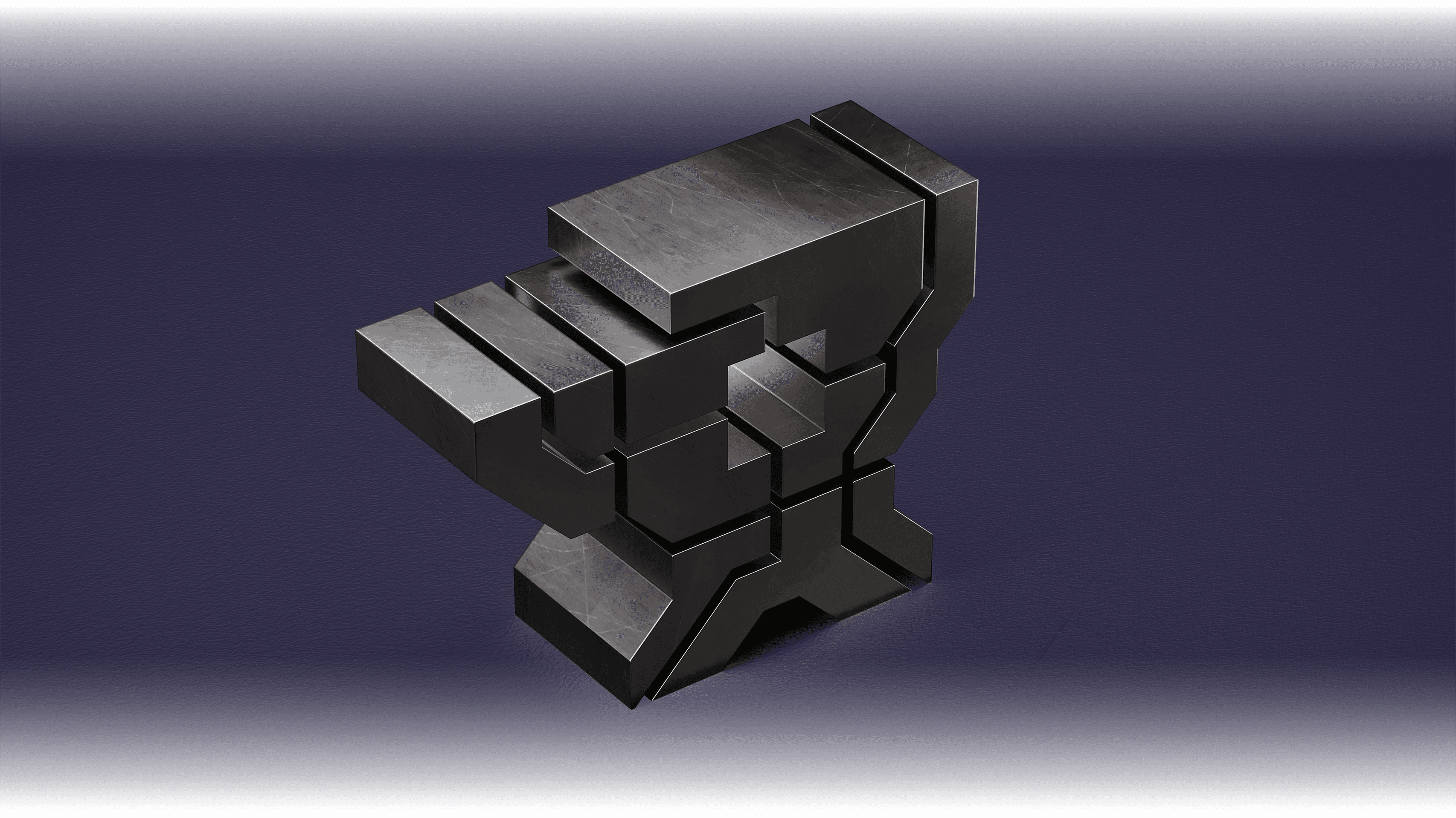 3D render of a stylized dark grey anvil